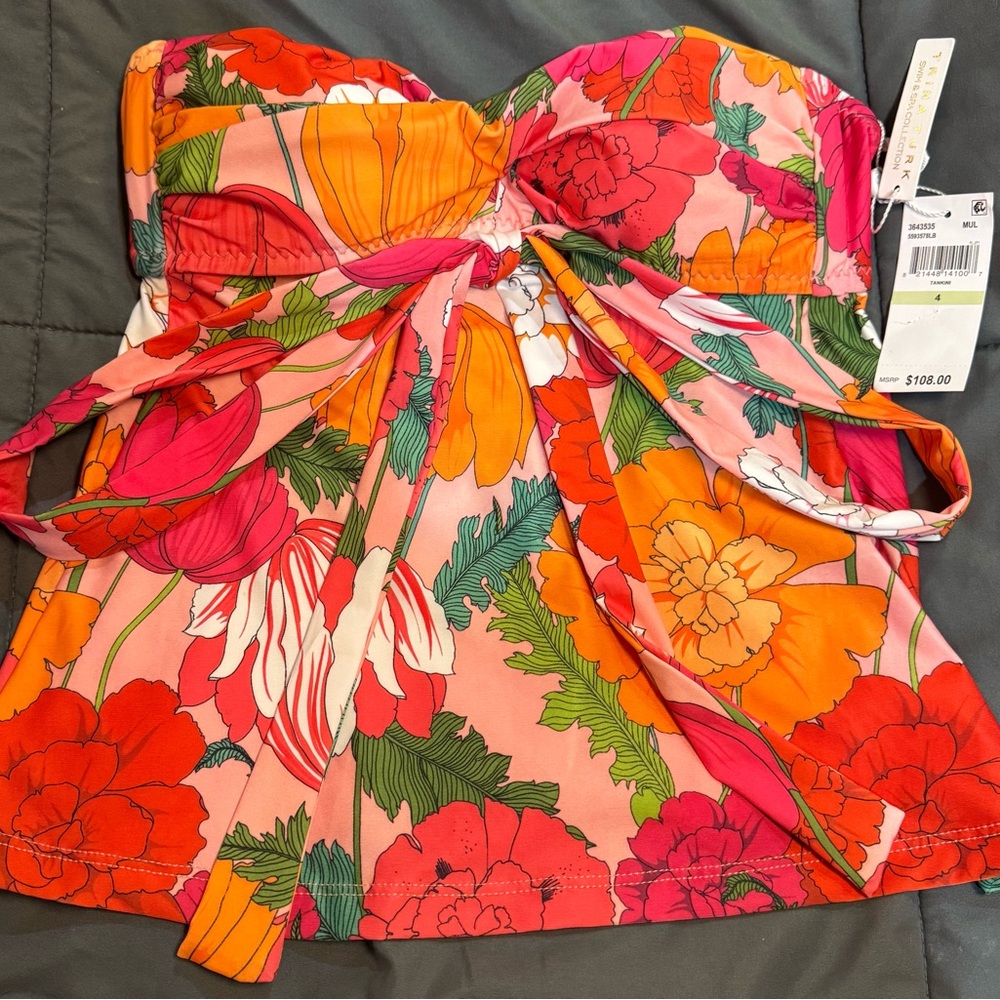 Trina Turk Multicolor Floral Strapless Top